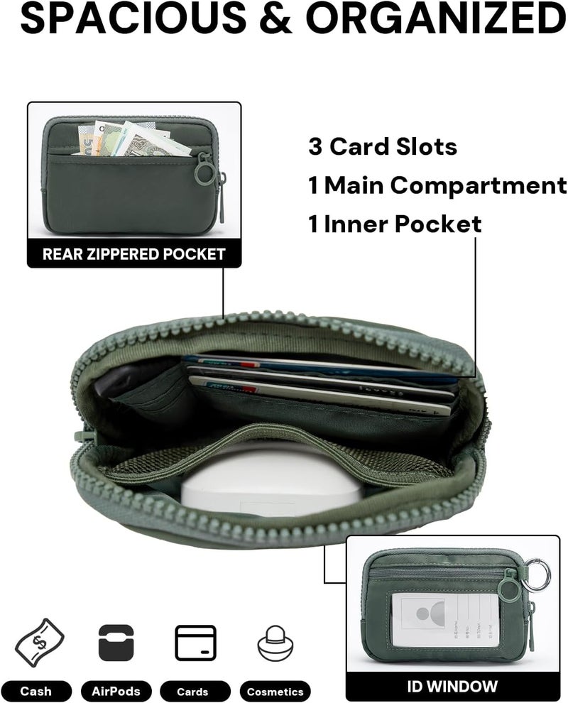YDF The Iris Wallet for Women Mini Zip Card Case with Clear ID Window Zipper Coin Purse Lightweight Portable Keychain Wallet - Image 4